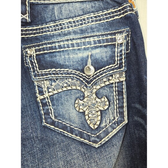 Rock Revival Berry Straight Leg Low Rise Stretch Jeans Womens Size 29 Bling Glam - Picture 9 of 10